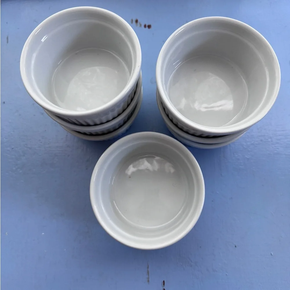 Set of 8 White Sur La Table Ceramic Ramekins
